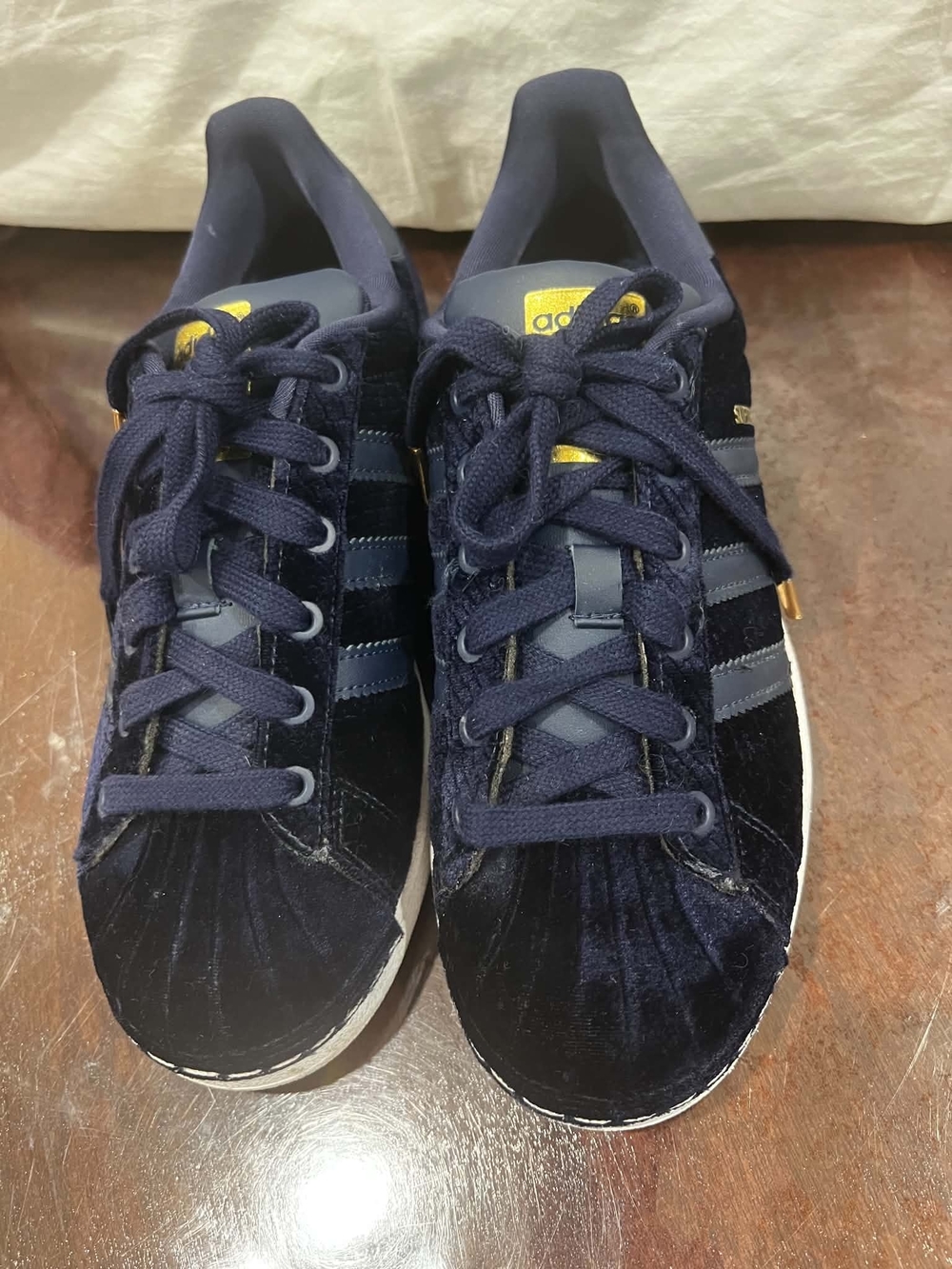 Adidas Superstar Navy Velvet Sneakers - Picture 6 of 8